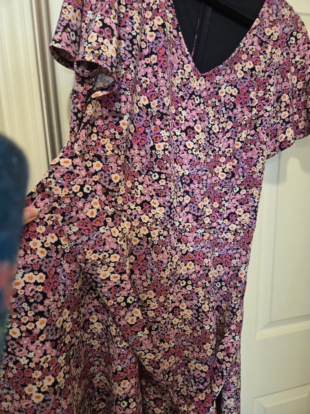 Lane Bryant Purple Floral V-Neck Midi Dress - Picture 5 of 10